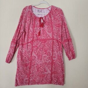 Coolibar Balandra Beach Cover-Up Red Paisley UPF 50+ Sun Protection